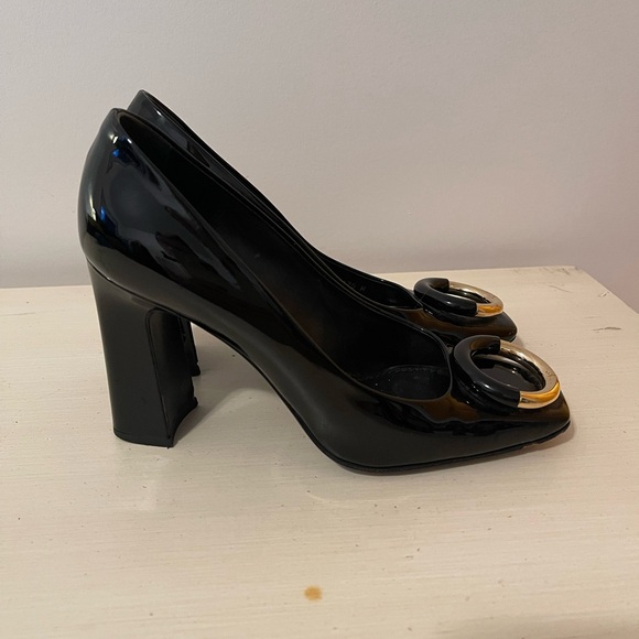 Louis Vuitton Black Heels with Gold Accent - Picture 2 of 5